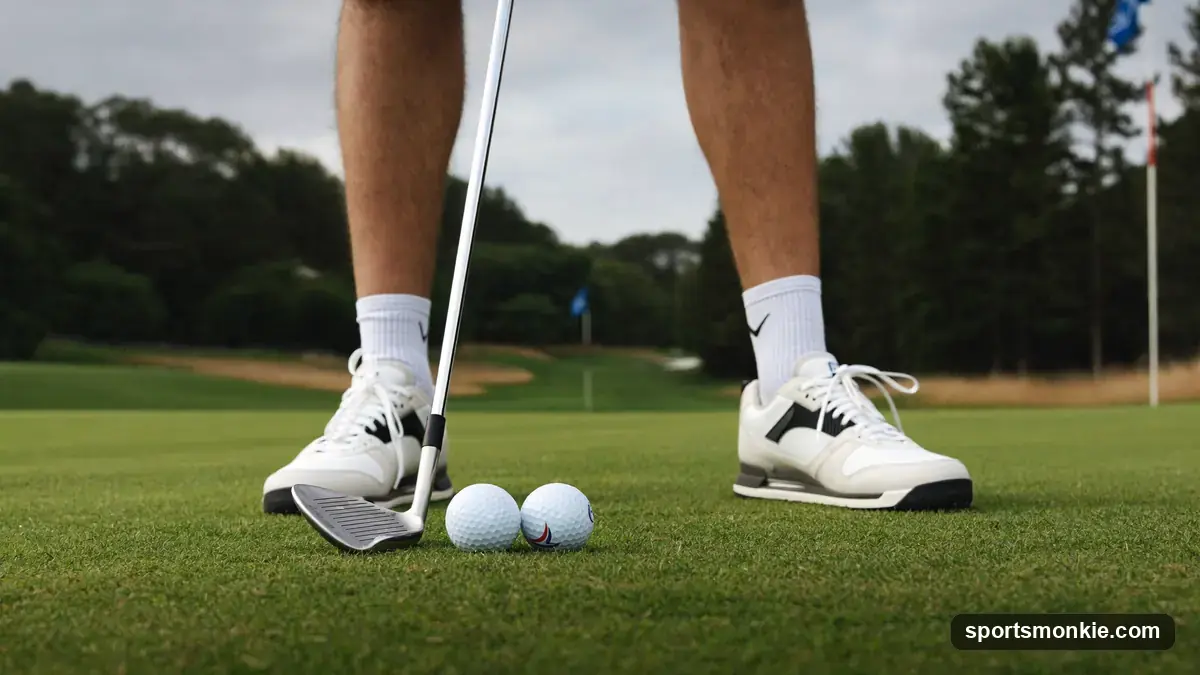 A 3 wood and a 5 wood standing on a fairway with the loft difference visible