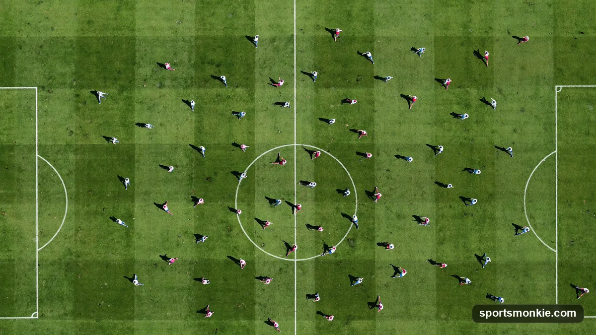 Diagram-style illustration of the 4-2-2-2 football formation showing four defenders, a double pivot, two attacking midfielders and two strikers forming the magic box
