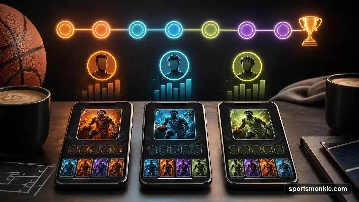 Calendar and leaderboard graphic representing a daily basketball challenge feature