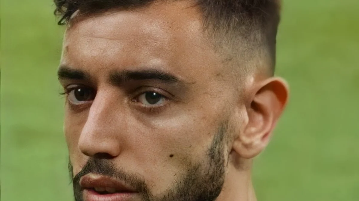 File photo from 1 July 2018: Bruno Fernandes in a Portugal shirt at the World Cup in Sochi. It was not taken at Old Trafford or at the Bournemouth game.