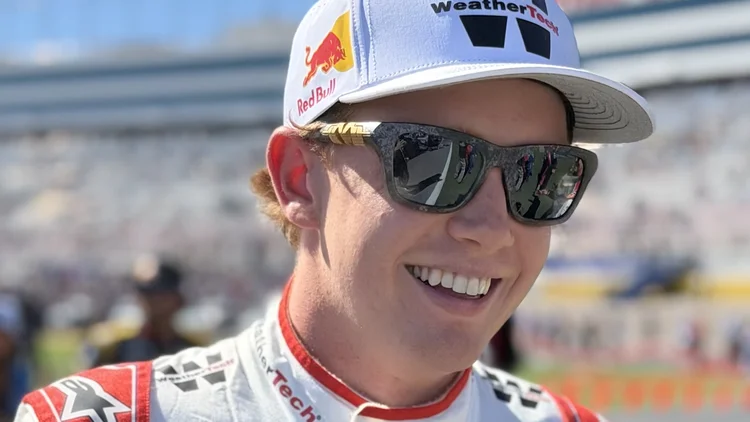 File photo from October 4, 2026: Connor Zilisch in his Trackhouse racing suit at Las Vegas. It is a file photo, not the Phoenix race, and the cropped derivative is offered under the same CC BY 4.0 licence.