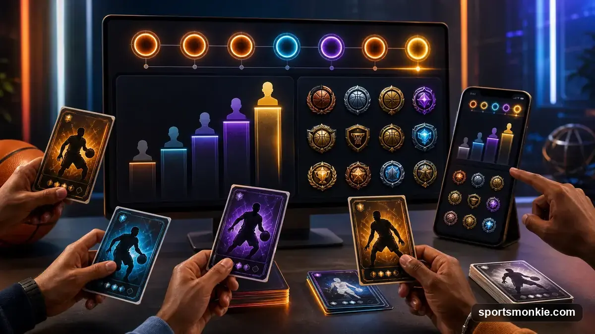 Trophy and leaderboard graphic representing game achievements and community features