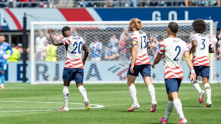 File photo from June 19, 2026: Folarin Balogun in a United States shirt during the World Cup match against Australia. It does not show the Bosnia and Herzegovina match in which he was sent off. The cropped 16:9 derivative is offered under the same CC BY-SA 4.0 licence as the original.