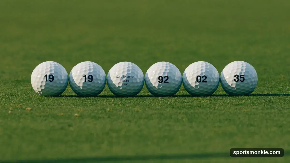 Chart of golf balls arranged by compression rating from soft to firm