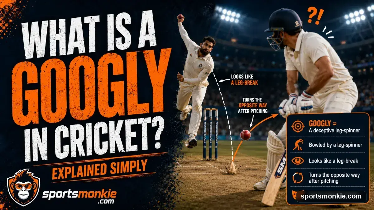 A leg-spin bowler delivering a googly as the ball turns back into the batter