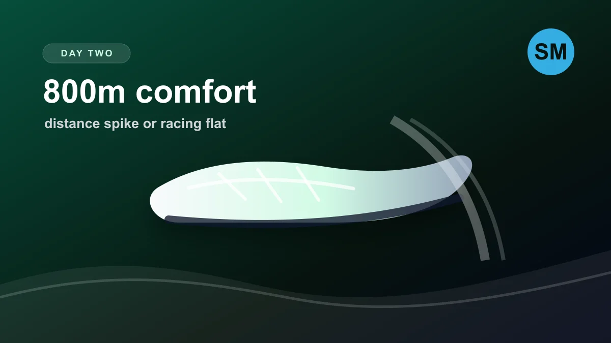 SportsMonkie illustration of a distance spike option for the heptathlon 800m