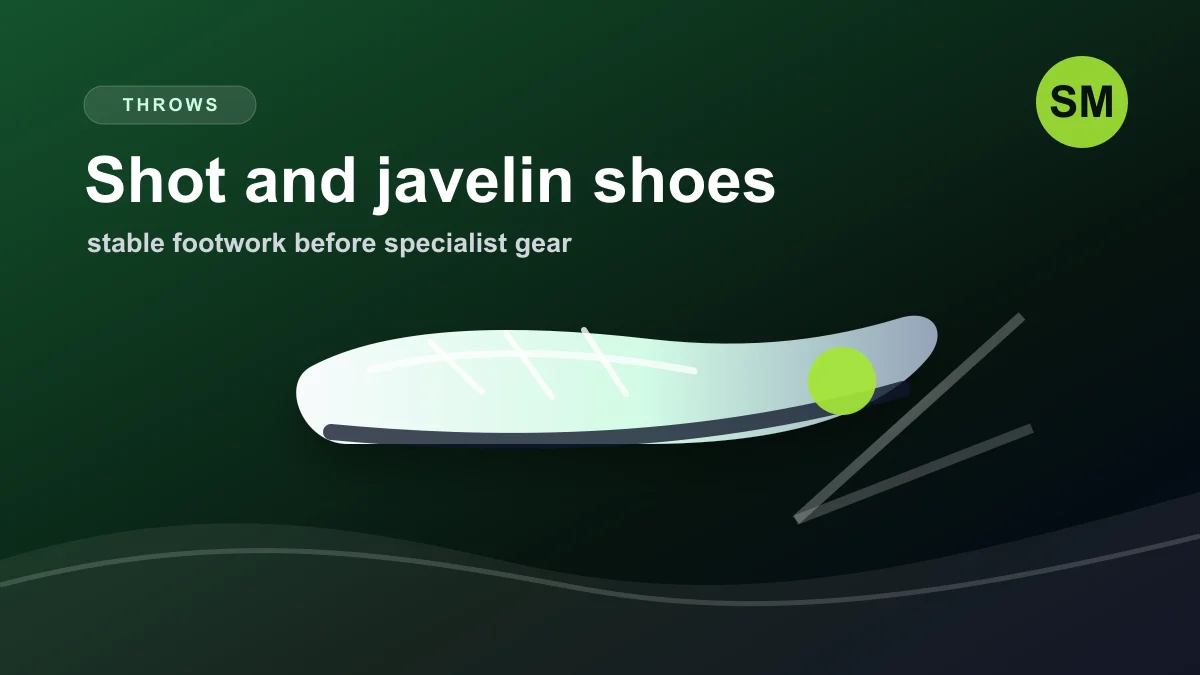 SportsMonkie illustration of throwing shoes and footwork for heptathlon shot put and javelin
