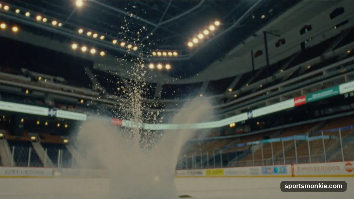 An NHL forward celebrating a goal in front of a packed arena crowd