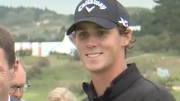 File photo from 2015: Thomas Pieters holding a trophy at the KLM Open. It was not taken in Hong Kong. Licensed under CC BY 3.0.