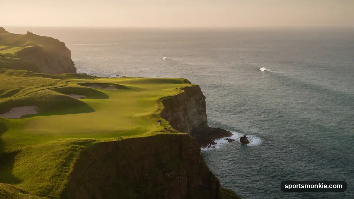 Coastal golf hole overlooking the ocean at a seaside resort golf course