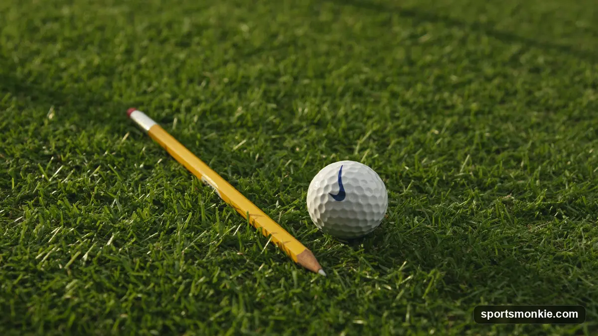 A golfer marking strokes on a paper scorecard with a pencil resting on a golf cart steering wheel