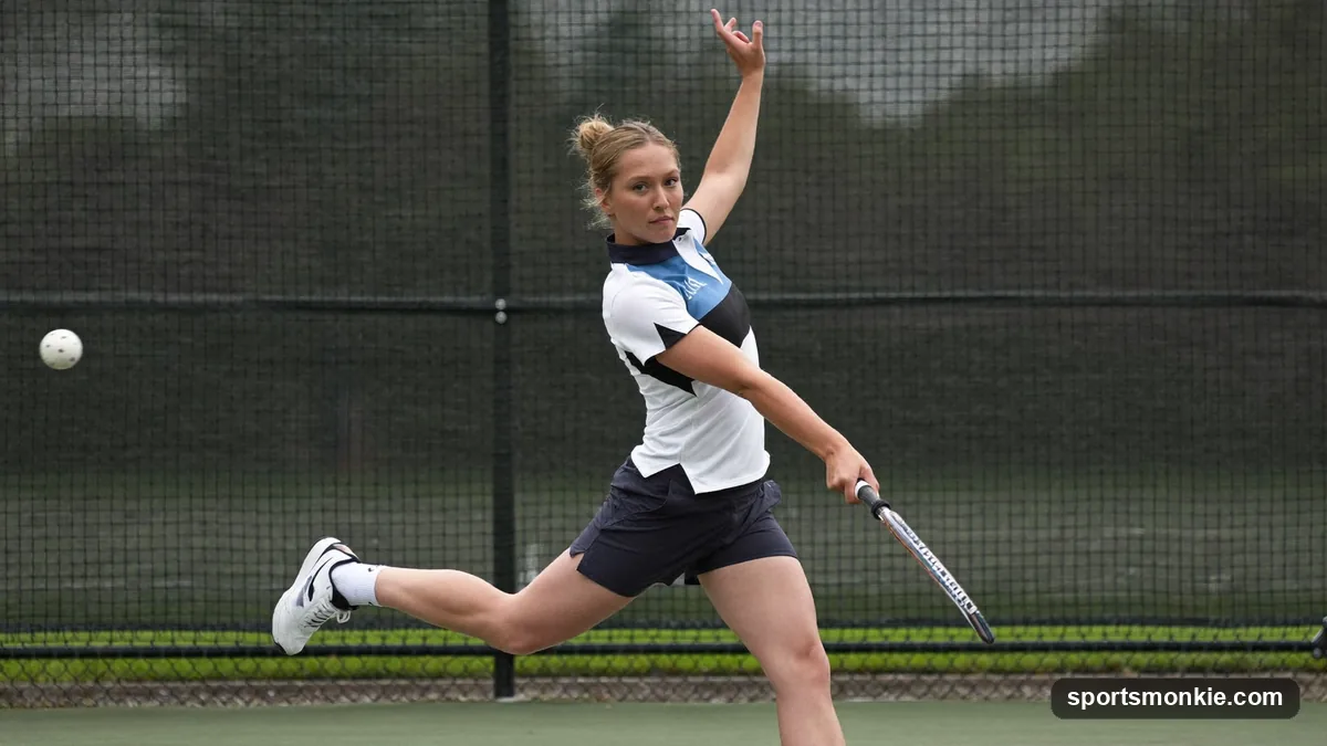 A pickleball player making contact below the waist on an underhand serve