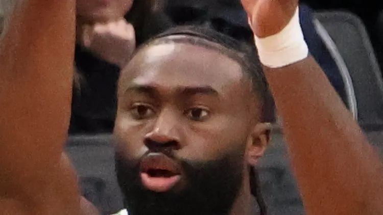 File photo from December 2024: Jaylen Brown in a Boston Celtics uniform at Washington. He now plays for the Philadelphia 76ers. It does not show the Instagram exchange.