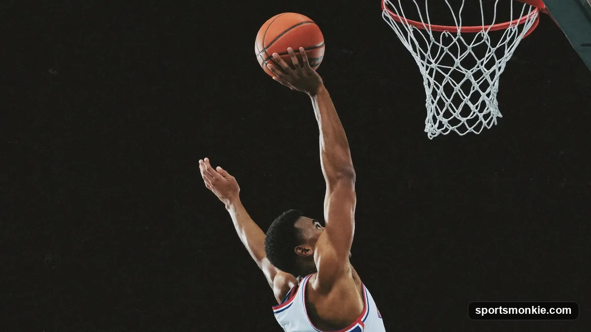 Basketball player elevating into a jump shot with elbow aligned under the ball at the set point