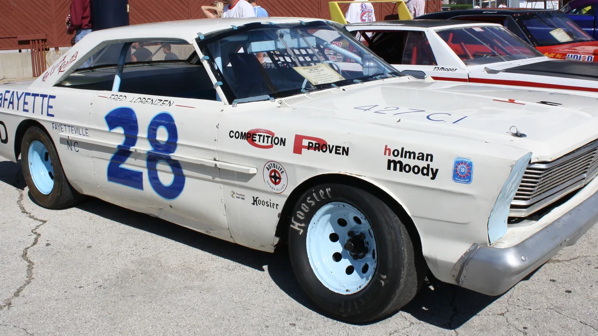 File photo from June 20, 2009: the 1965 Holman-Moody Ford Galaxie driven by Fred Lorenzen, described on its Commons page as a replica or possibly the original car. It does not show Lorenzen or the 2026 announcement. The 16:9 cropped derivative is offered under the same CC BY-SA 3.0 licence.