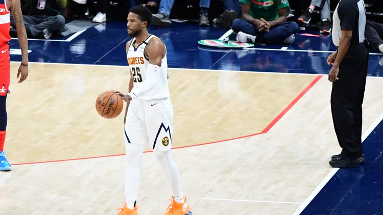 File photo from 4 January 2020: Malik Beasley of the Denver Nuggets, wearing No. 25, holding the ball on court against Washington. It was not taken during the 2023-24 Bucks season at the centre of the case.