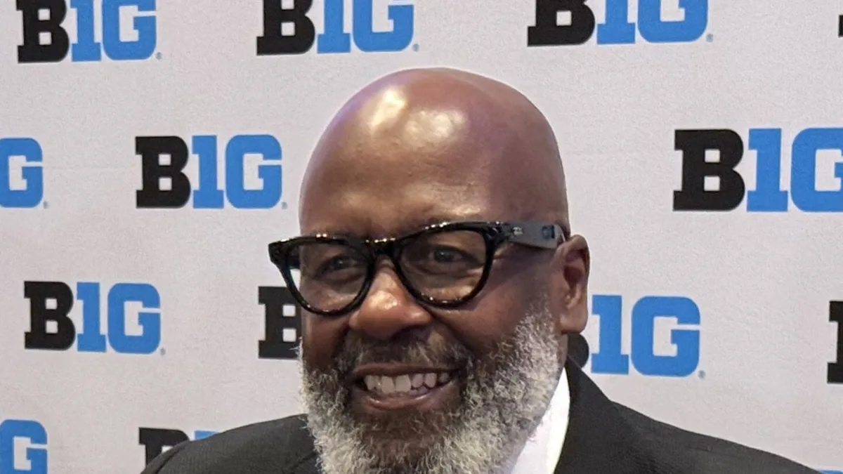 File photo from July 22, 2025: Mike Locksley at Big Ten Football Media Days in Las Vegas, before the 2025 season. It does not show a Maryland game or Wednesday's announcement.