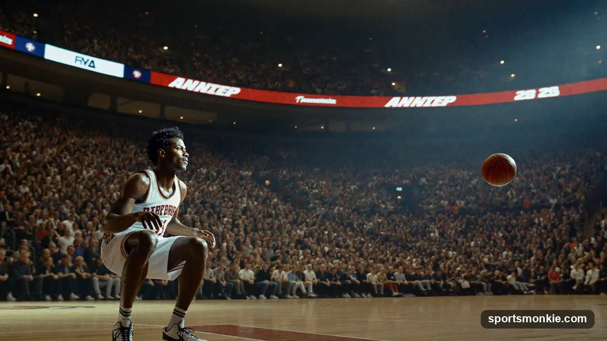 NBA All-Star introductions with spotlights sweeping the arena floor