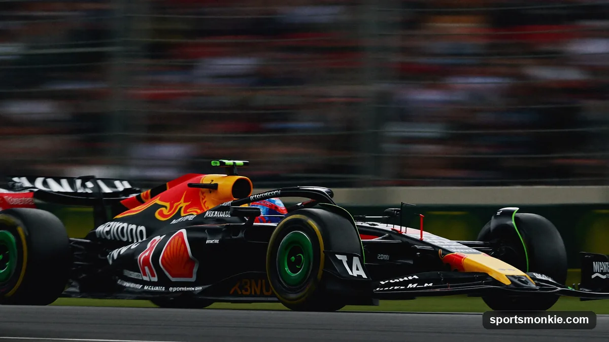 Formula 1 car celebrating a dominant race win with champagne spray on the podium