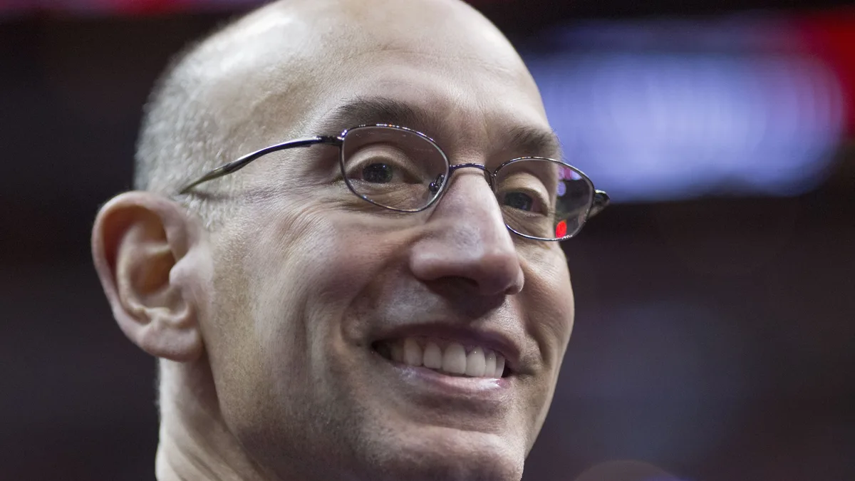 File photo from 21 November 2014: NBA commissioner Adam Silver at a Cavaliers game in Washington. It does not show the October 2026 announcement. The cropped 16:9 derivative is offered under the same CC BY-SA 2.0 licence as the original.