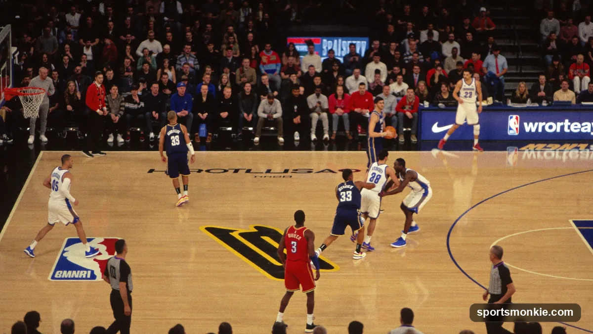 NBA players competing in a high-stakes play-in tournament game in a packed arena