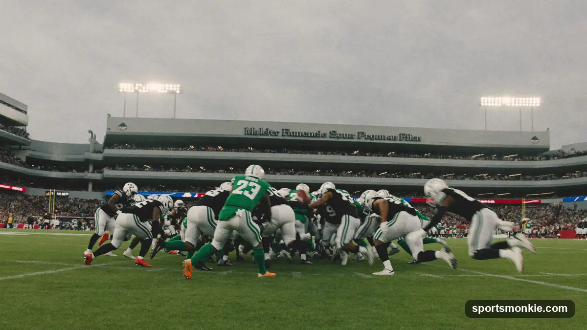 NFL onside kick alignment with six players on one side of the kicker and four on the other at the 35-yard line