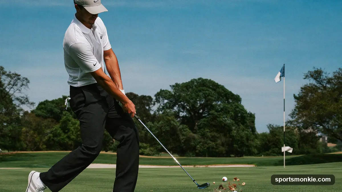 Golfer lining up a putt on a manicured green at a PGA Tour event