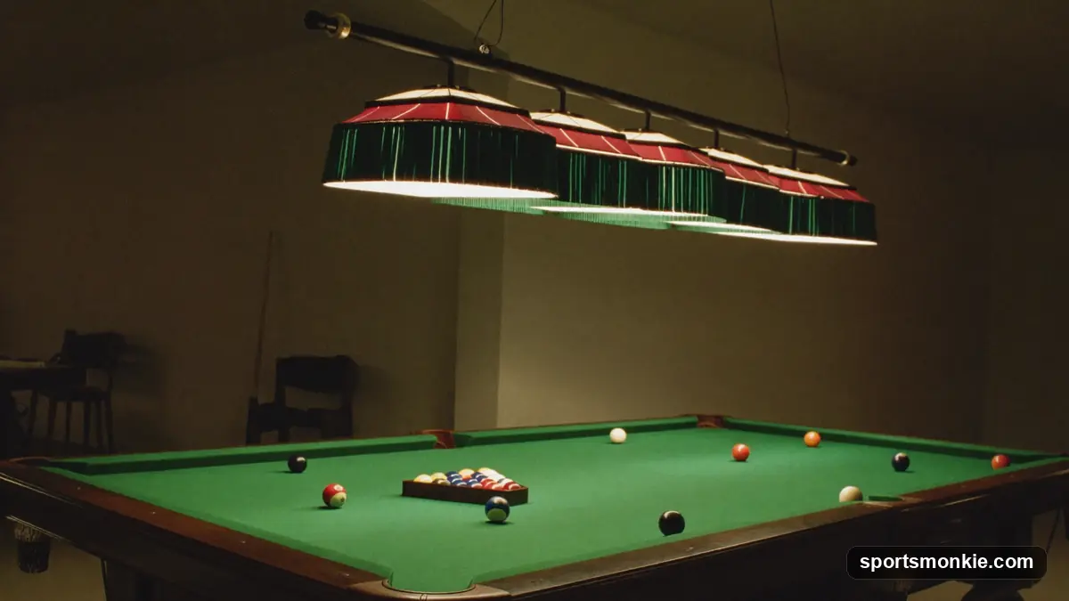 Pool table sizes chart comparing 7ft, 8ft and 9ft playing surfaces and room requirements