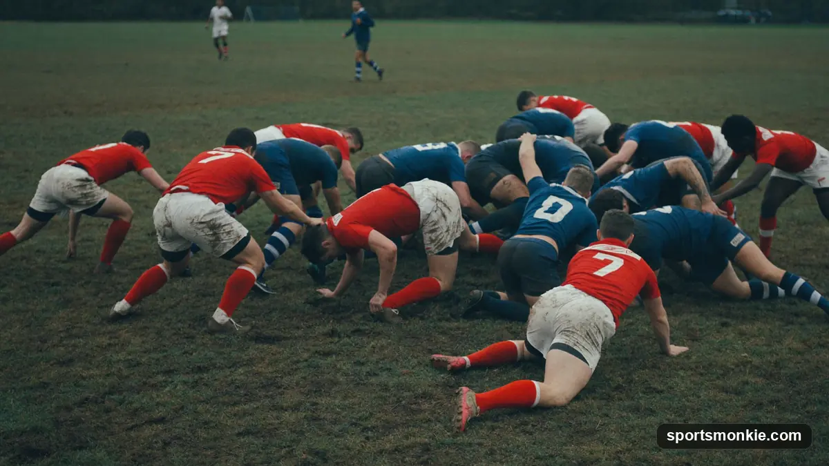 A rugby union team of 15 players lined up in formation showing forwards and backs