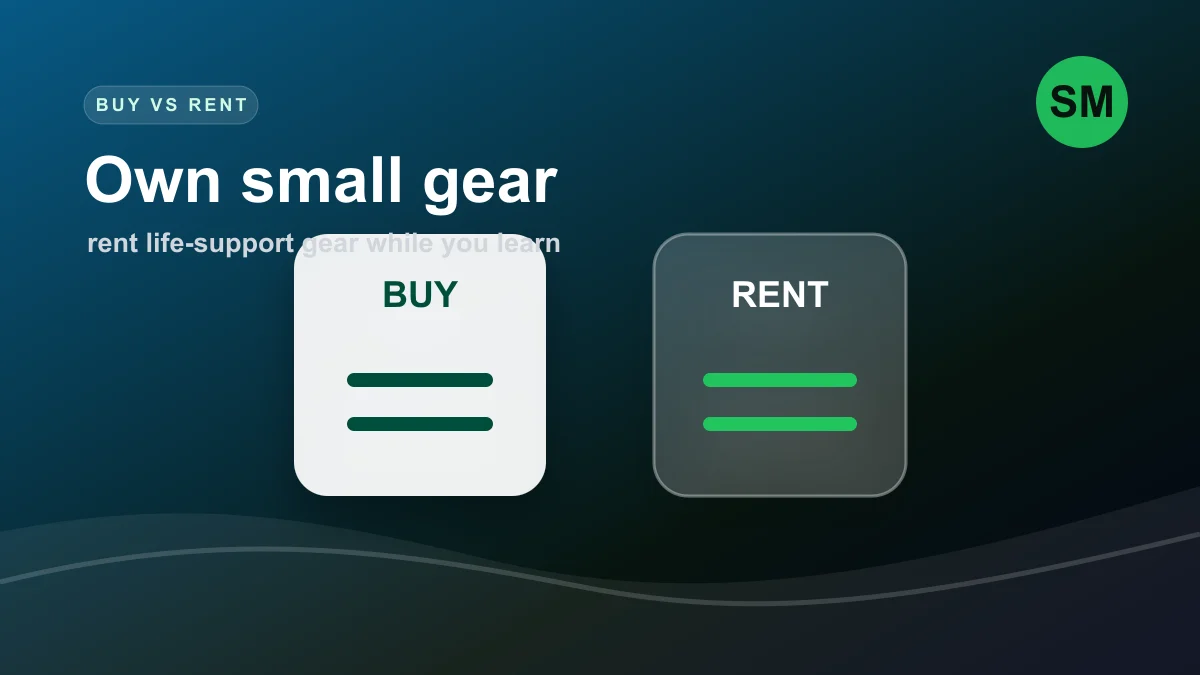 SportsMonkie buy vs rent scuba gear illustration
