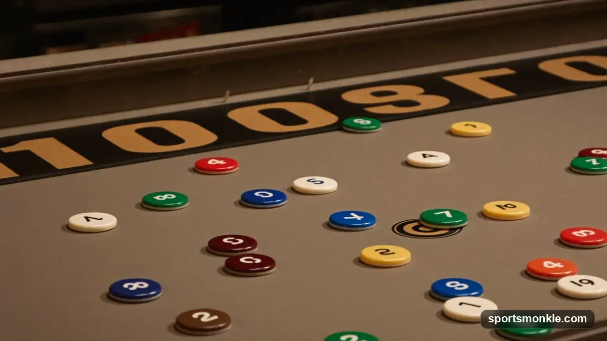 Shuffleboard rules for table and deck versions showing scoring zones and court layout