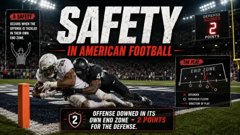 A ball carrier being tackled inside his own end zone for a safety