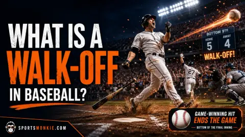 Baseball hitter watching a game-winning walk-off hit under stadium lights