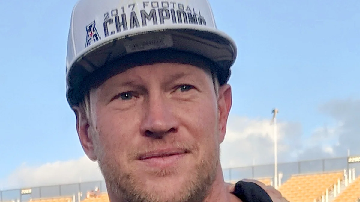 File photo from December 2017: Scott Frost in UCF gear after winning the 2017 AAC Championship. It was not taken at Saturday's game against BYU.