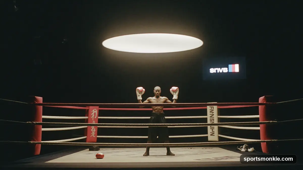Boxing gloves resting on the ropes of a boxing ring