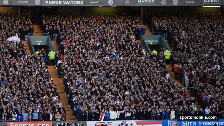 Football supporters at a derby match