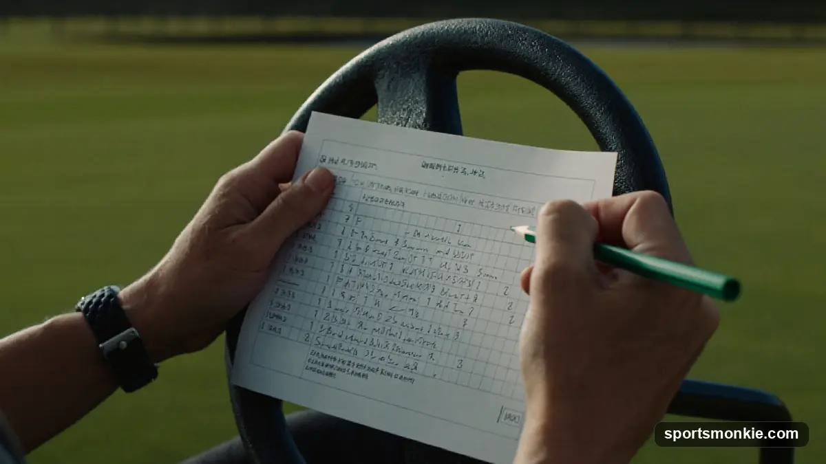 A golf scorecard marked with Stableford points beside gross scores for each hole