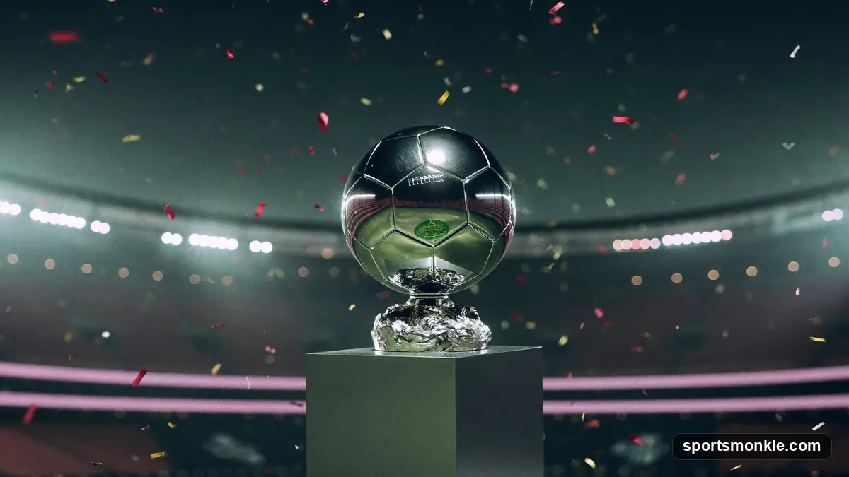 The silver Vince Lombardi Trophy shaped as a football, awarded to the Super Bowl champion