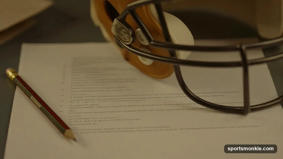 An NFL draft prospect sitting a timed written cognitive test at a desk