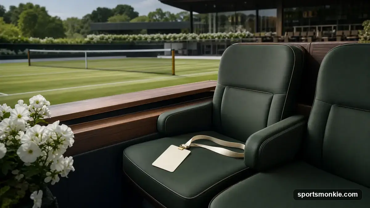 Empty Centre Court seats in the debenture holders' section at Wimbledon before a match